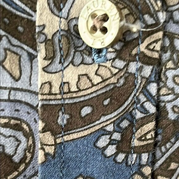 Lauren Ralph Lauren Petite Blue and Gray Paisley Button Down Shirt NWOT Sz PM - Picture 3 of 10